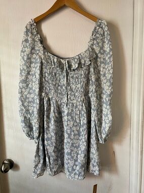 Reformation Morris Sophie Blue White Flower smocked dress Size 8 NWT